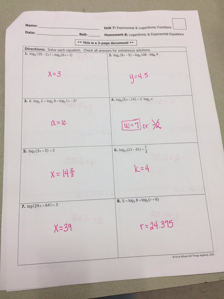 Gina Wilson Answer Key Worksheet