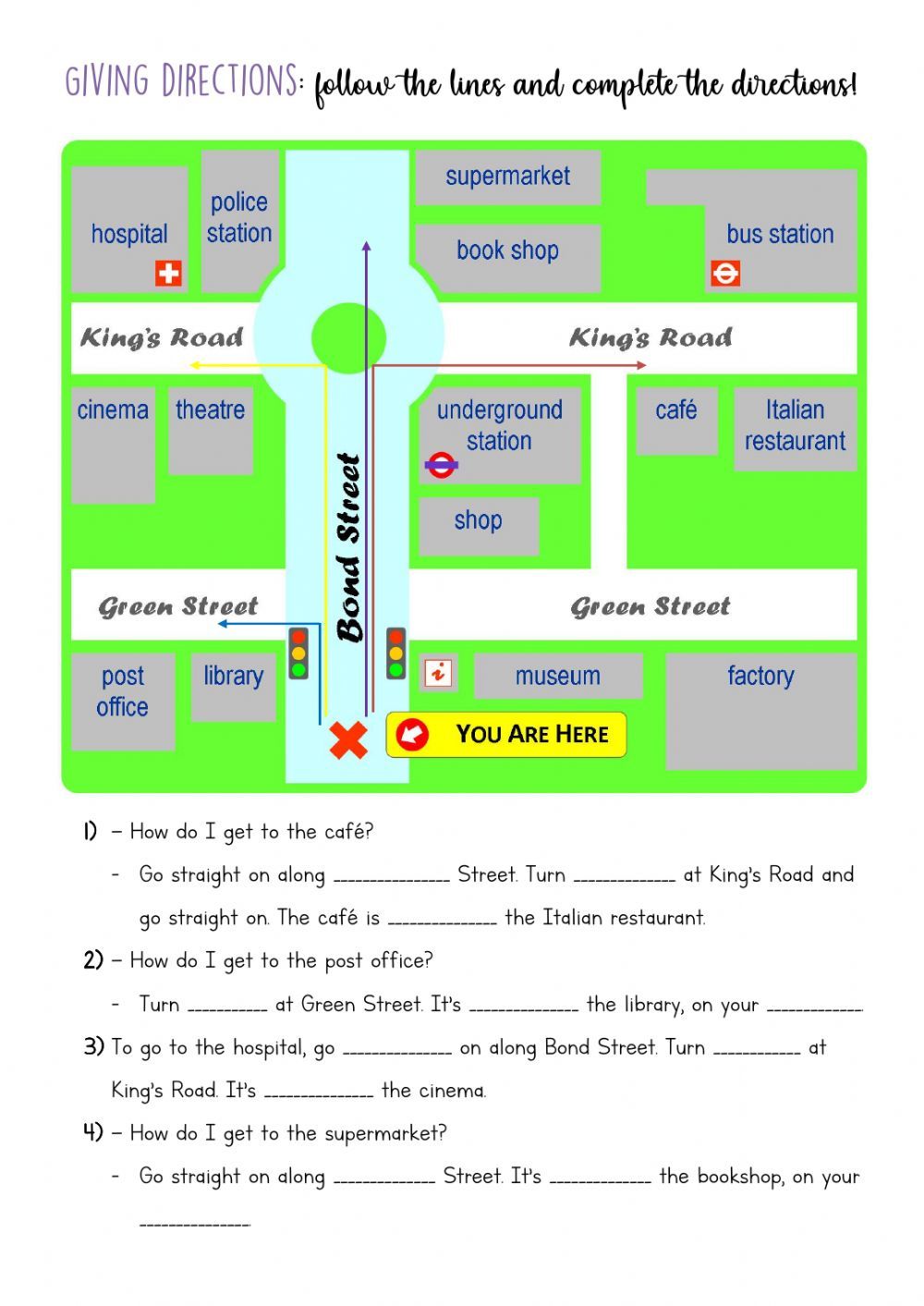 Giving Directions Online Exercise For Intermediate Word Family Worksheets Human Body