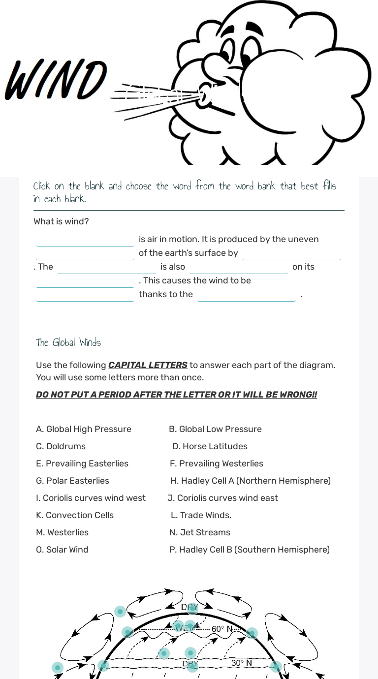 Global Wind Patterns Worksheet Ame My Id