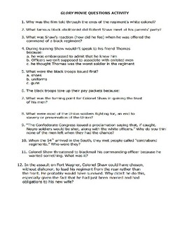 Glory Movie Questions Pdf Glory Movie Questions 1 The Civil War