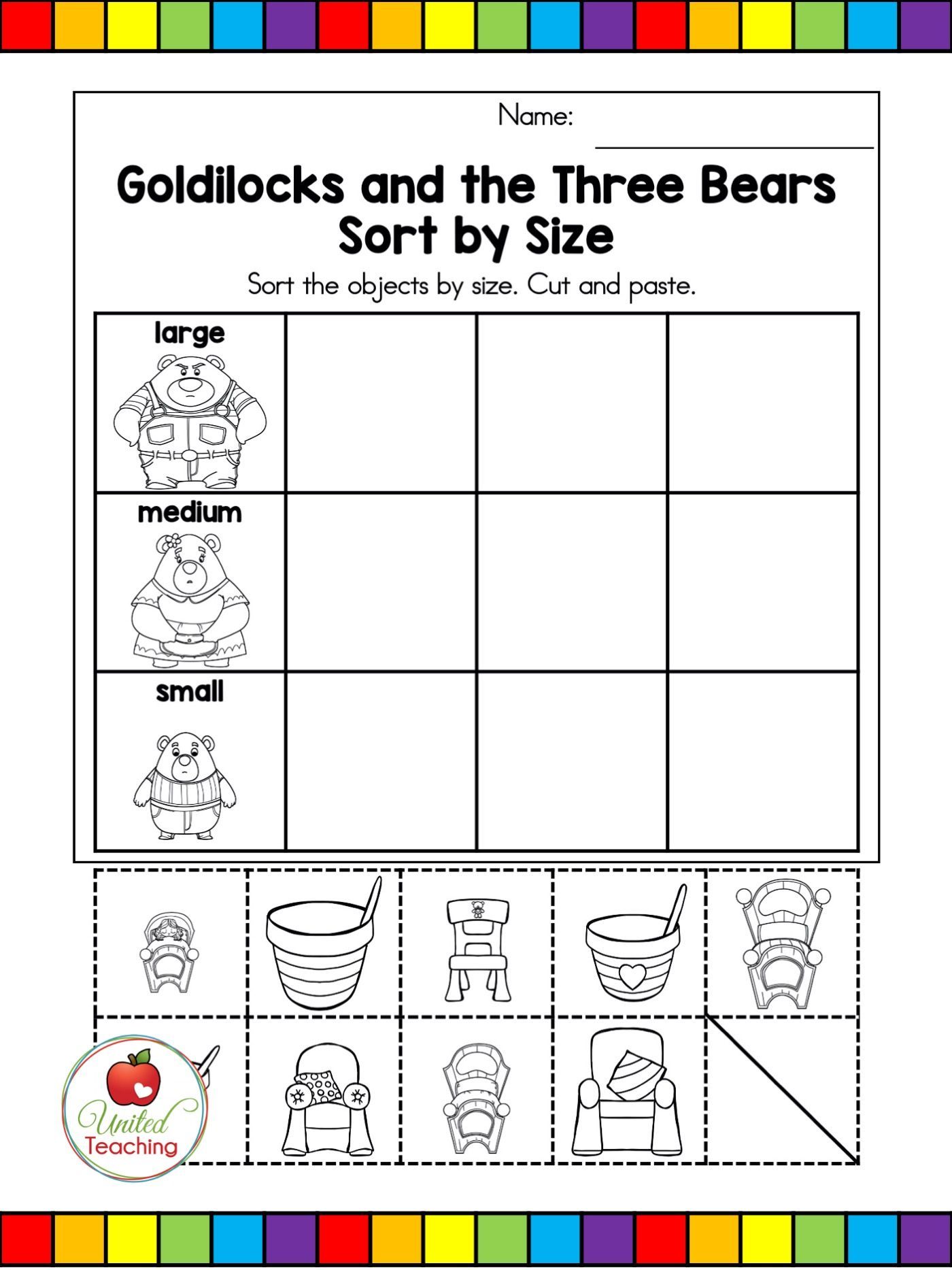 Goldilocks and the Three Bears Activity Sheets