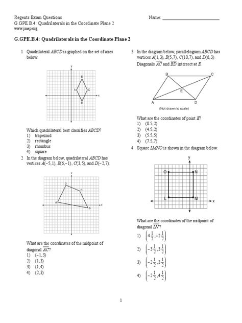 Gpe Quadrilateral Coordinate Plane