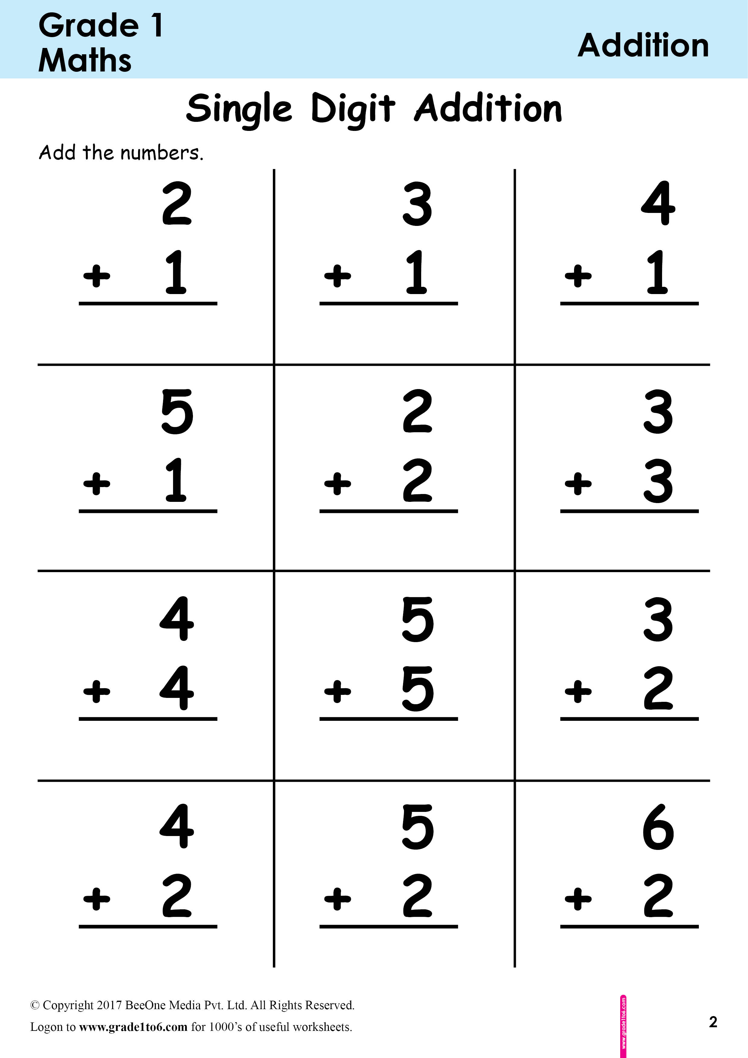 Grade 1 Addition Worksheets Free Worksheets Printables