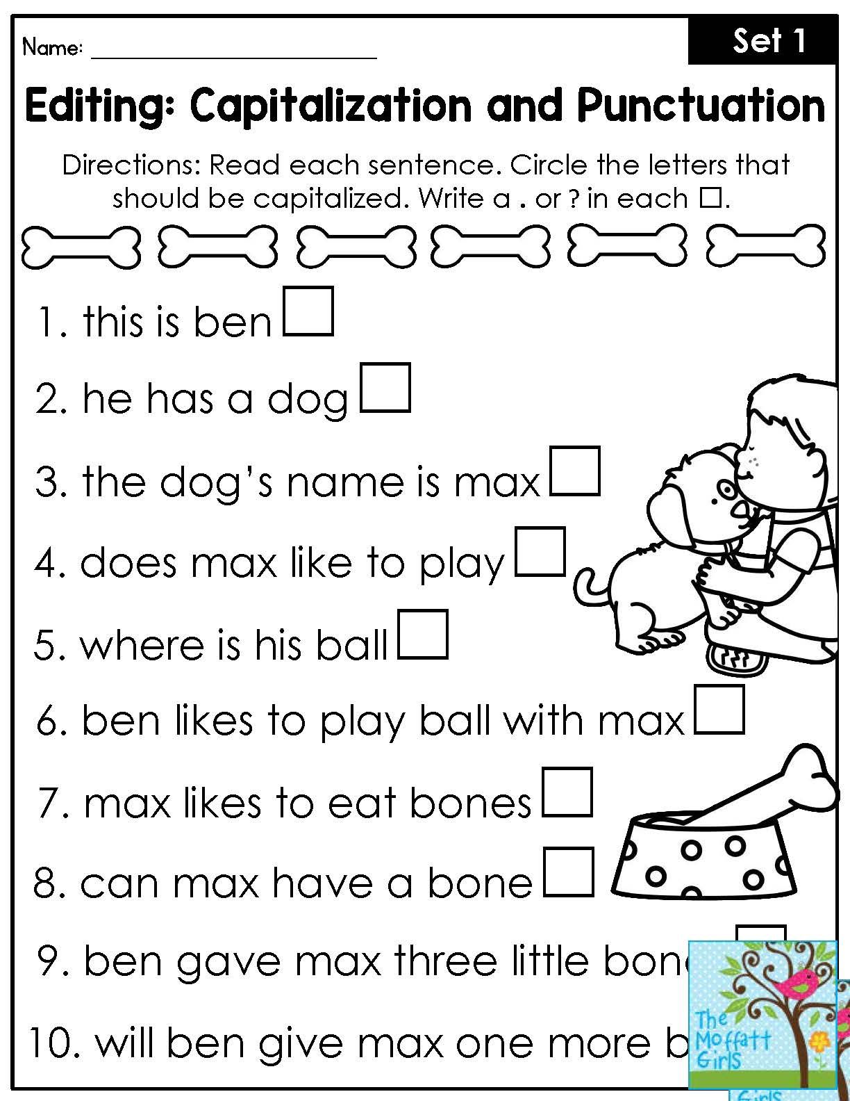 Grade 1 Capitalization Worksheets