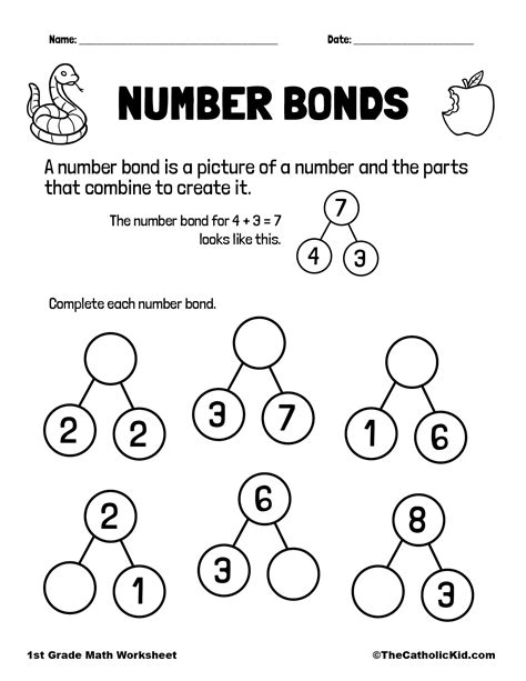 Grade 1 First Grade Number Bonds Worksheets