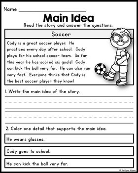 Grade 2 Main Idea Worksheet