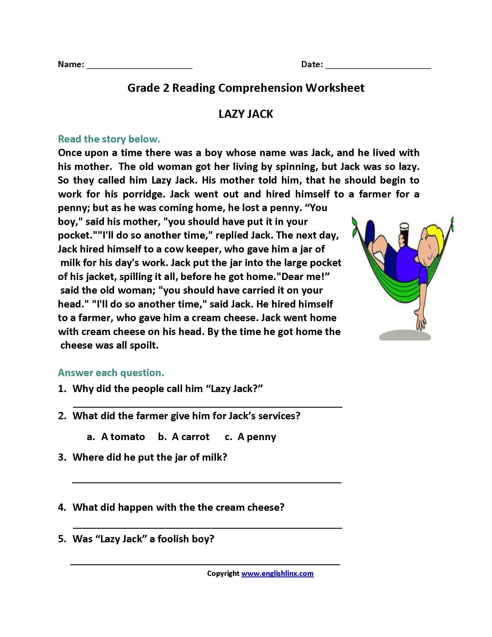 Grade 2 Reading Comprehension Worksheets Free