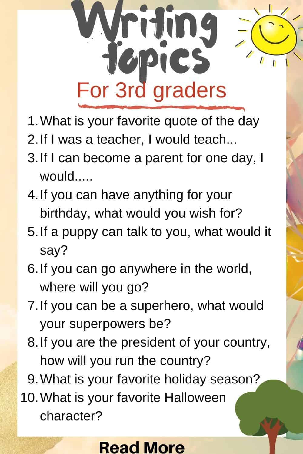 Grade 3 Creative Writing Topics Pinterest Image