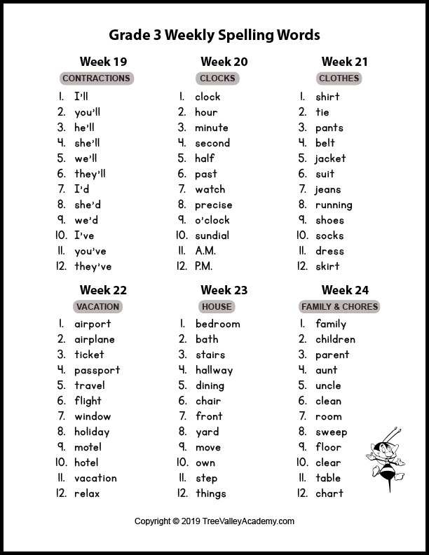 Grade 3 Spelling Words Printable Words Print