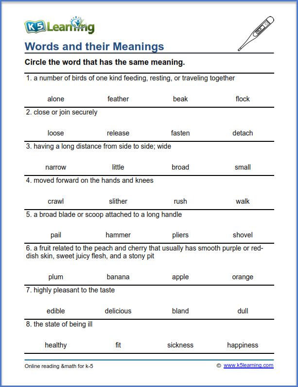 Grade 3 Vocabulary Worksheets K5 Learning