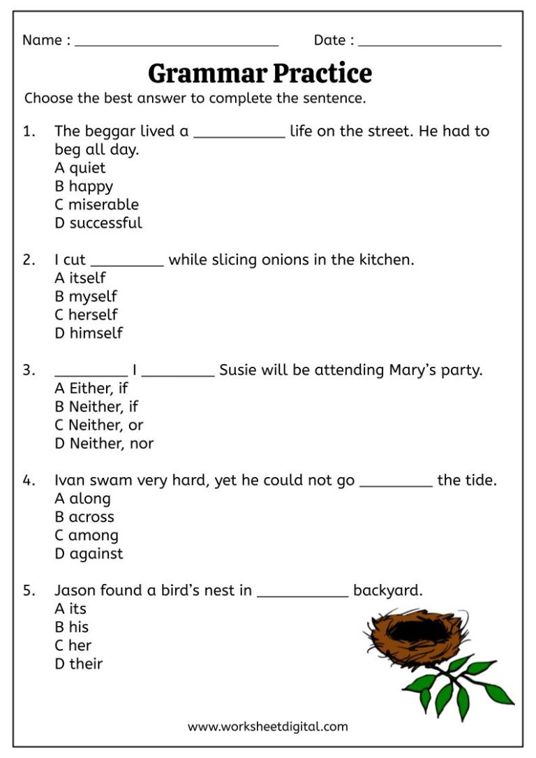 Grade 4 Grammar Worksheets Engaging Exercises For Effective Learning