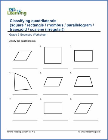 Grade 5 Geometry Worksheet