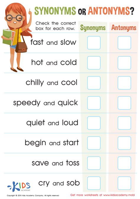 Grade 5 Synonyms And Antonyms Worksheet