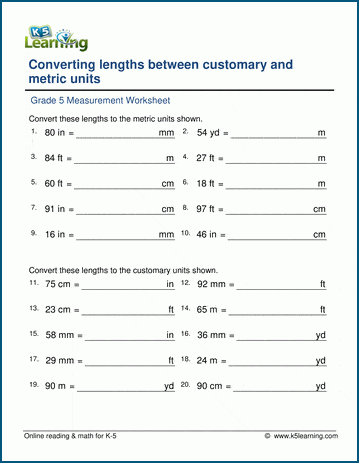 Grade 5 Worksheets Convert Units Of Capacity Customary Metric K5