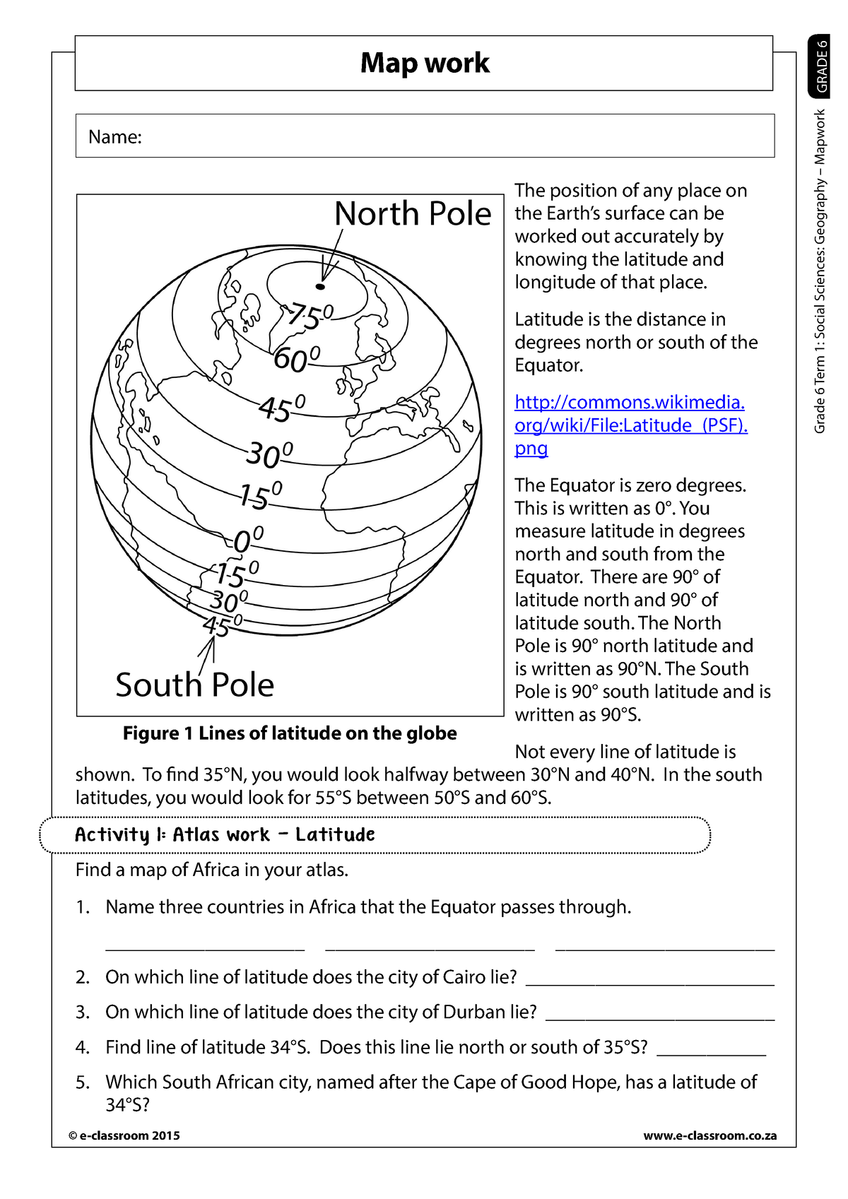 Grade 6 Geography Test Map Skills Application