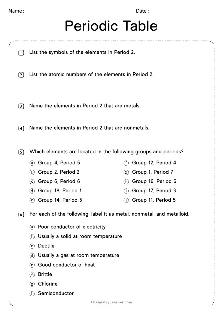 Grade 7 Periodic Table Word Search Worksheet Master The Periodic