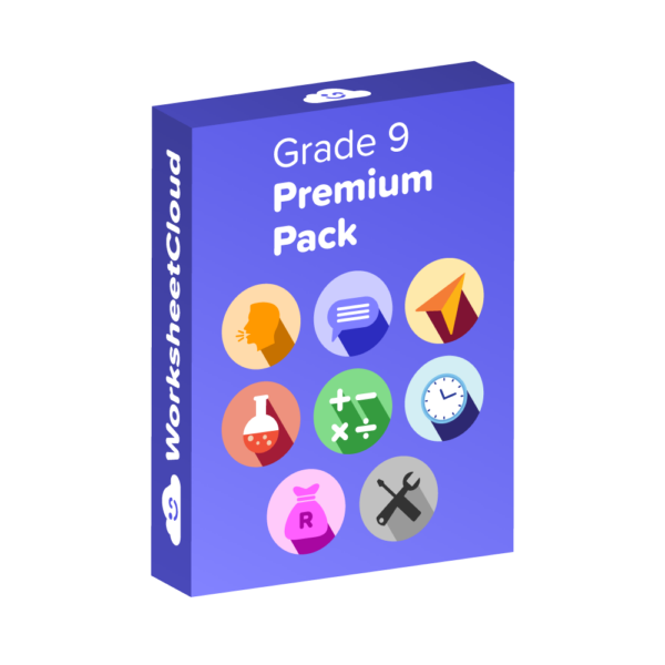 Grade 9 Premium Pack All Subjects Worksheetcloud