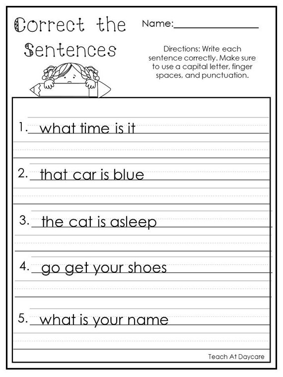 Grammar Sentence Correction Worksheet Teaching Resources