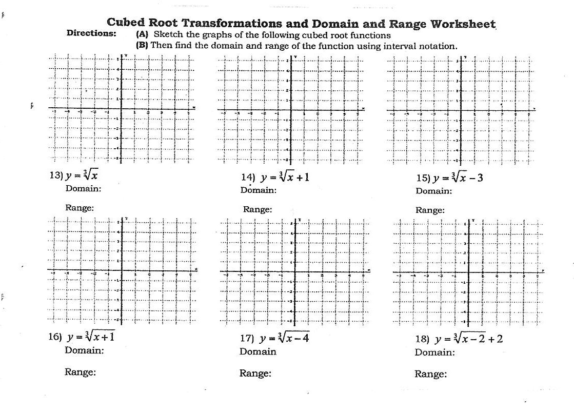 Cube Root Functions: Graphing Worksheet for Students