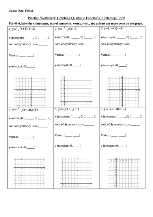 Graphing Quadratics In Factored Form Worksheet With Answers