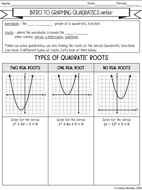 Graphing Quadratics Worksheet With Answers