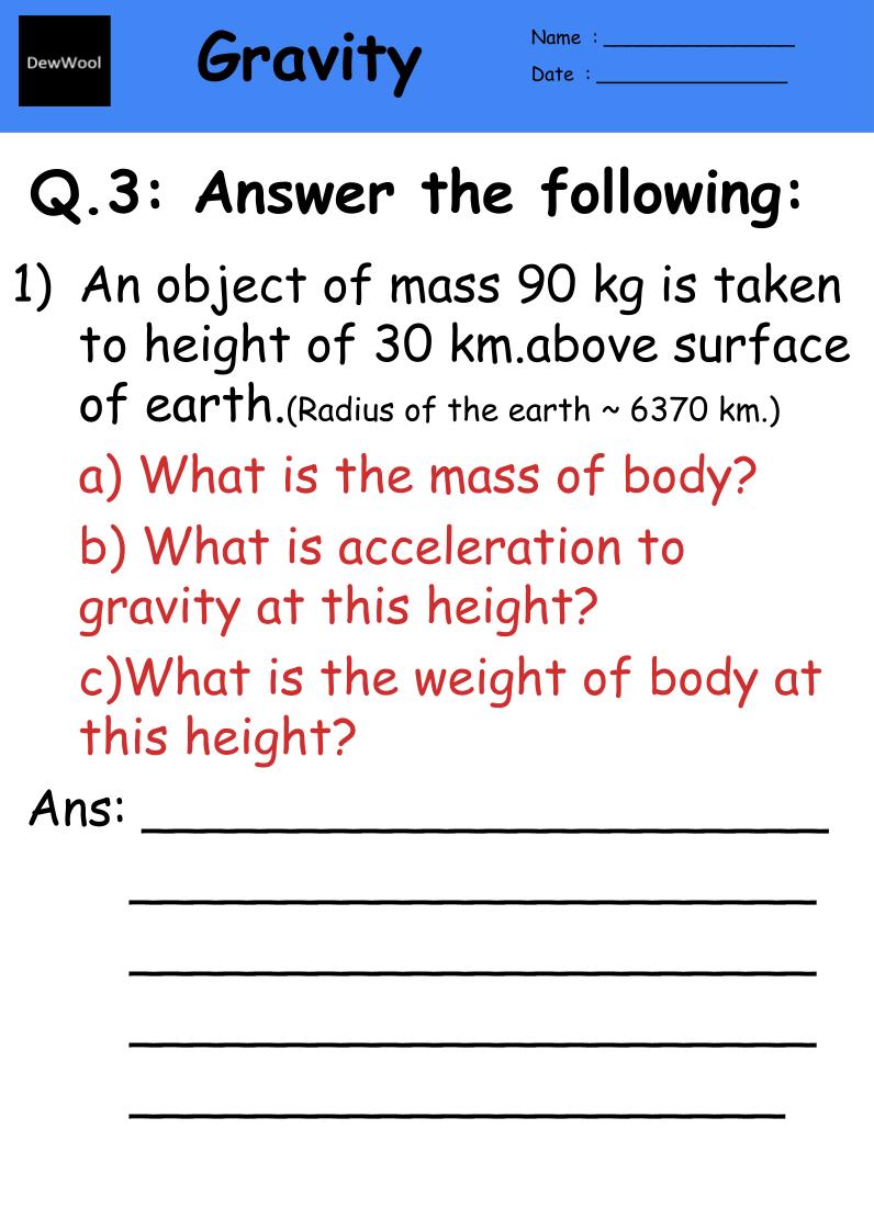 Gravity Worksheets Dewwool