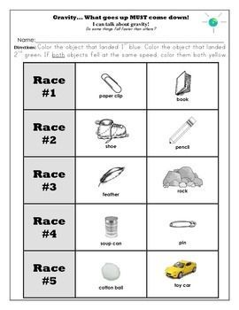 Gravity Worksheets For Kindergarten Gravity Lessons Science