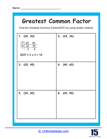 Greatest Common Factor Exercises With Answers