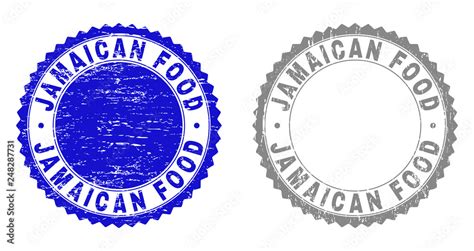 Grunge Jamaican Food Stamp Seals Isolated On A White Background Rosette Seals With Grunge