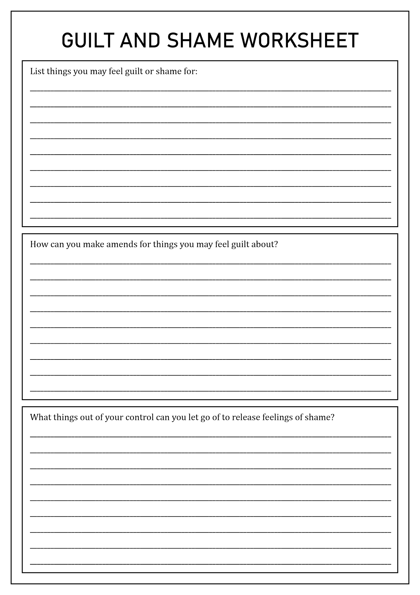 Guilt Therapy Worksheets Free Download Goodimg Co