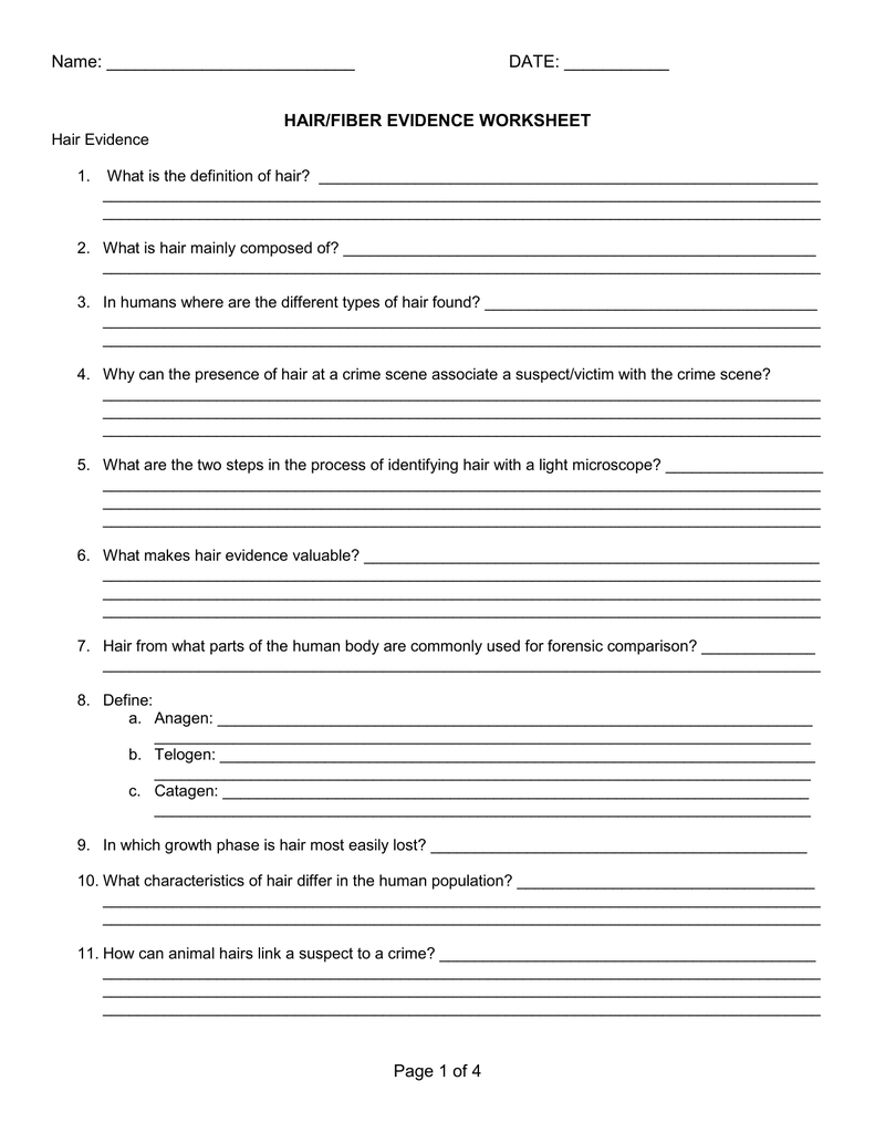 Hair And Fiber Evidence Worksheet Answers Fill And Sign Printable