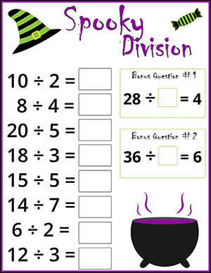 Halloween Division Cut And Paste Math Worksheet Halloween Division