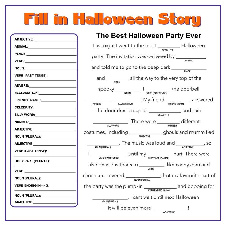 Halloween Fill In The Blank Stories 15 Free Pdf Printables Printablee