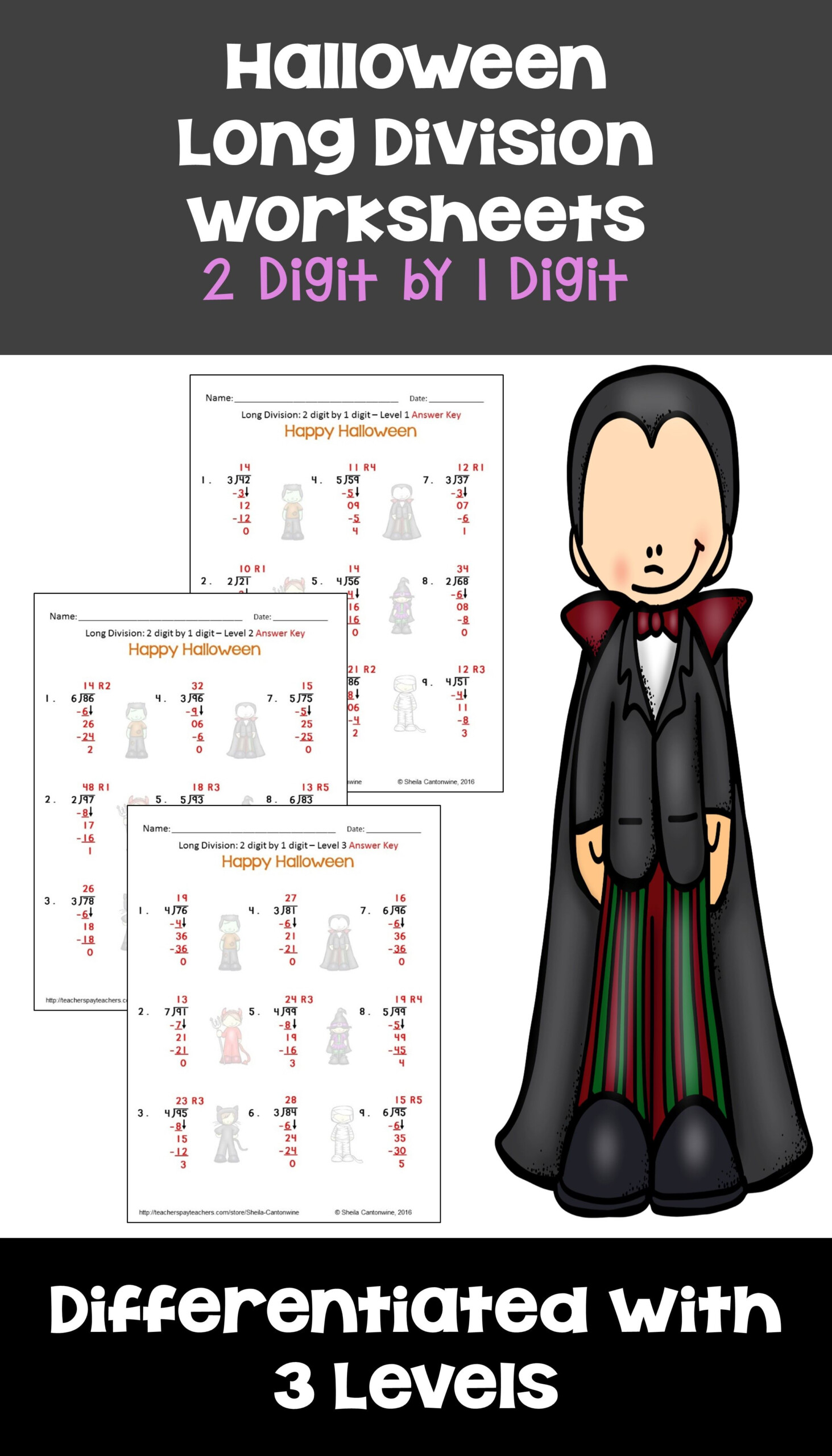 Halloween Long Division Worksheet Long Division Worksheets