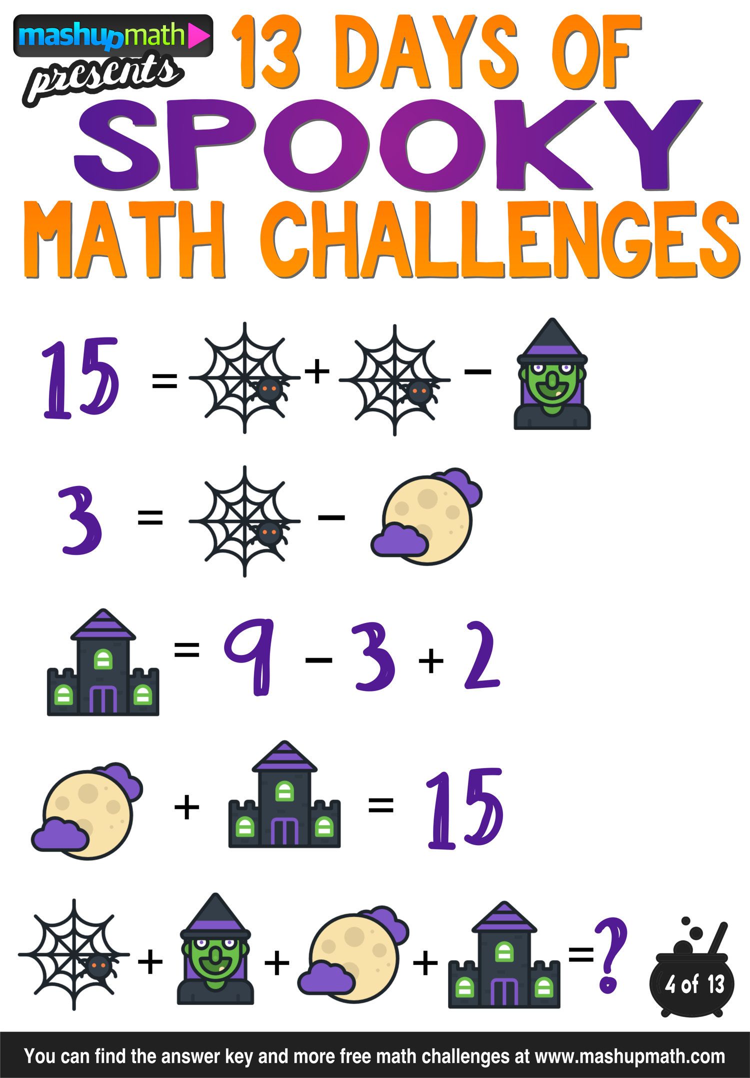 Halloween Math 13 Days Of Spooky Math Challenges For Grades 1 8 Math