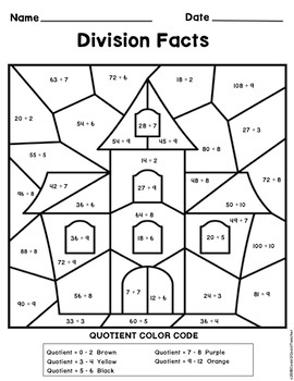 Halloween Math Division Color By Number Halloween Math Math Division