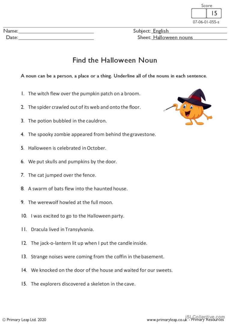 Halloween Nouns Creative Writin English Esl Worksheets Pdf Amp Doc