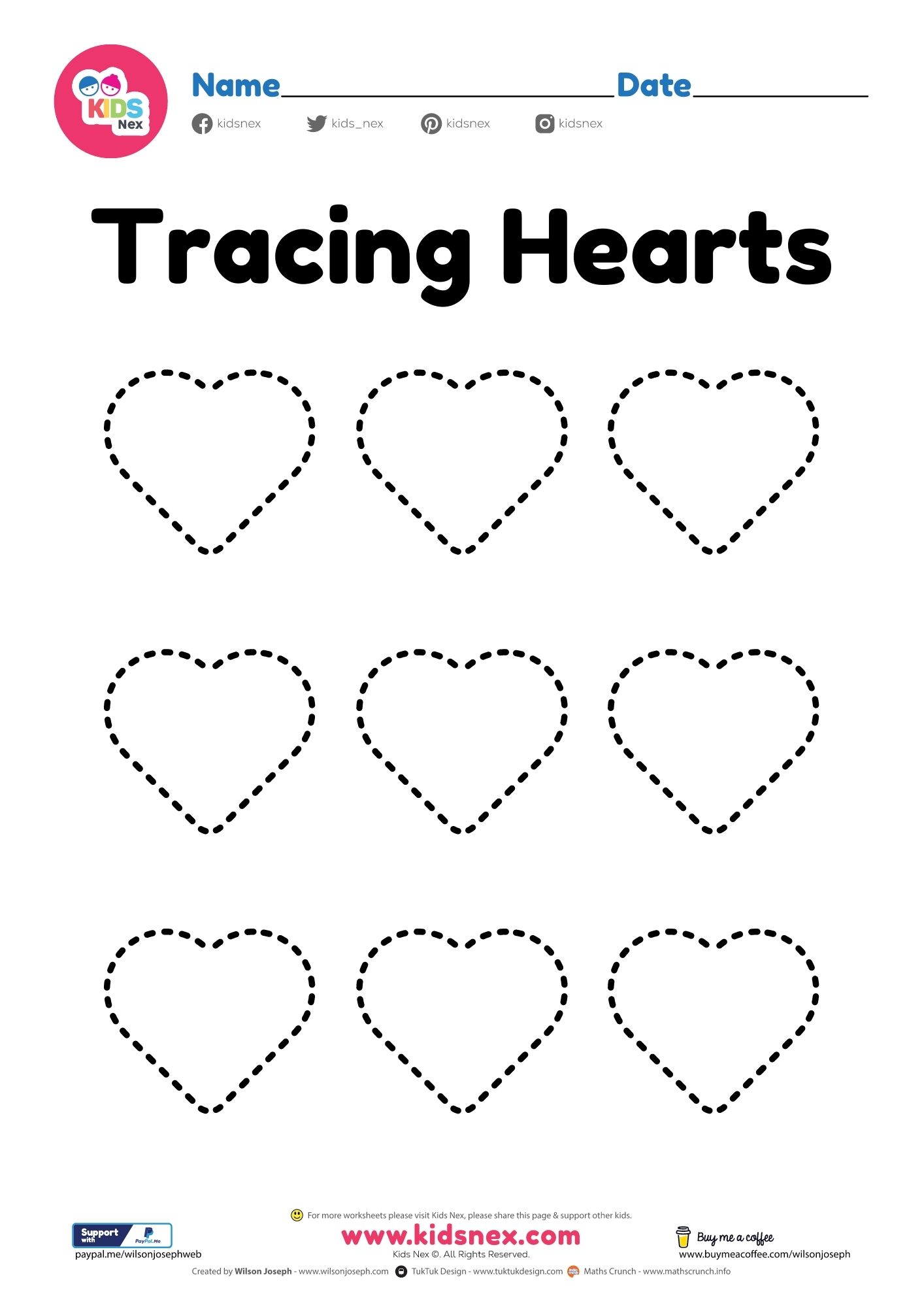 5 Heart Tracing Worksheets for Kids' Fun Learning