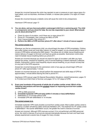 Heartsaver Cpr Pretest With Annotated Answer Key