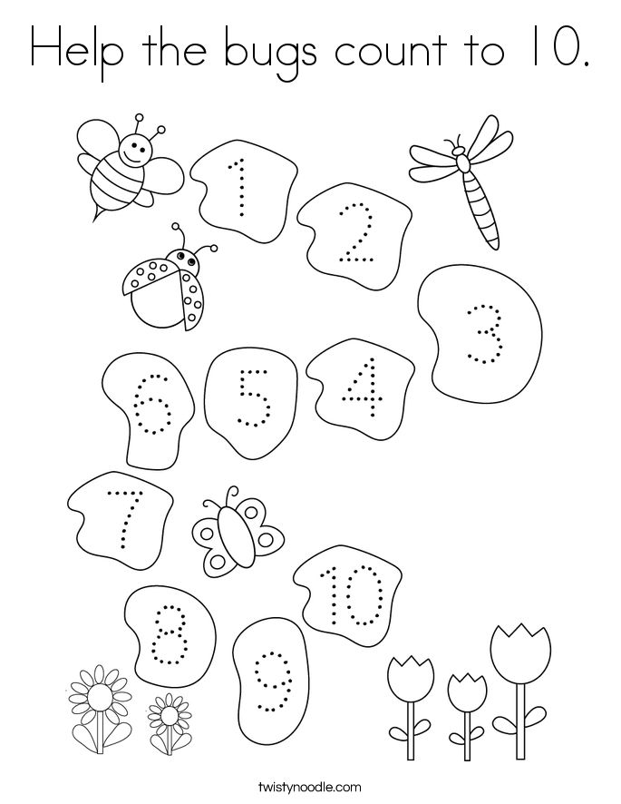 Help The Bugs Count To 10 Coloring Page Twisty Noodle Math