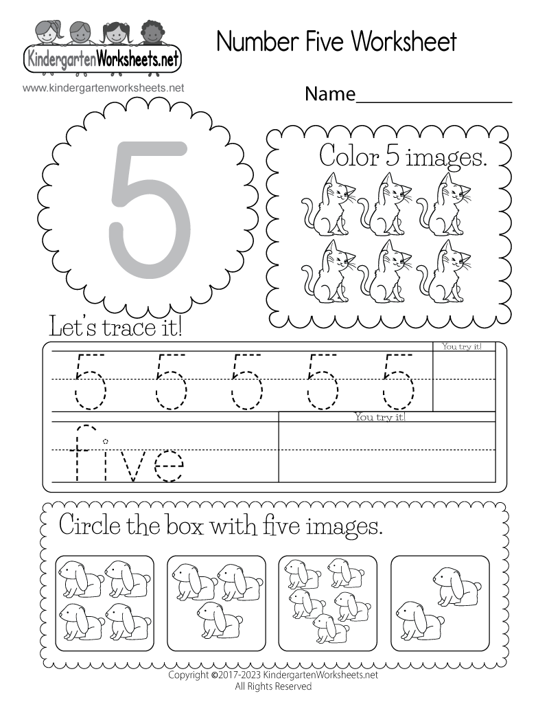 Here Is Number 5 Worksheet For Kindergarten Preschool And First