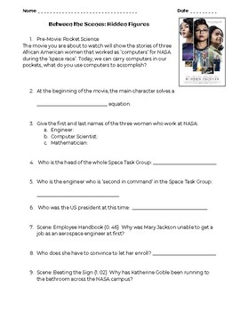 Hidden Figures Movie Worksheet By Oh Korea Esl Tpt