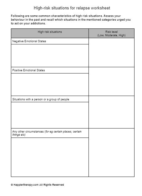 Navigating High Risk Relapse Situations: Essential Worksheet Guide