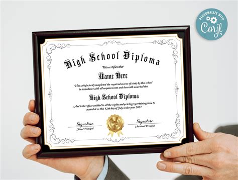 High School Diploma Template General Equivalency Diploma Customizable Editable Diploma General Education Diploma Homeschool Diploma Etsy