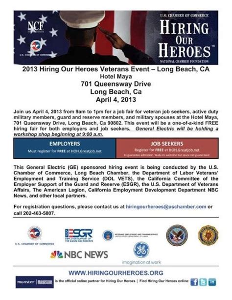 Hiring Our Heroes Veterans Event Long Beach Ca April 4 2013