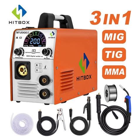 Hitbox Mig Welder Tig Arc Mix Gas No Gas Mig 220V Multi Usages