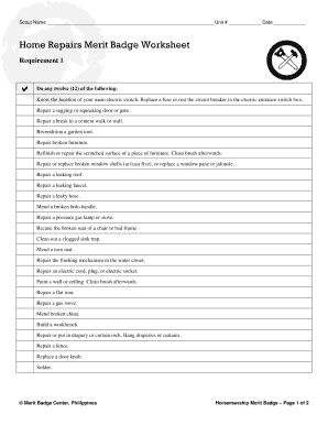 Home Repair Merit Badge Worksheet Fill Online Printable Fillable