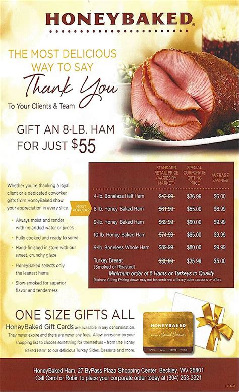 Honey Baked Ham Holiday Menu