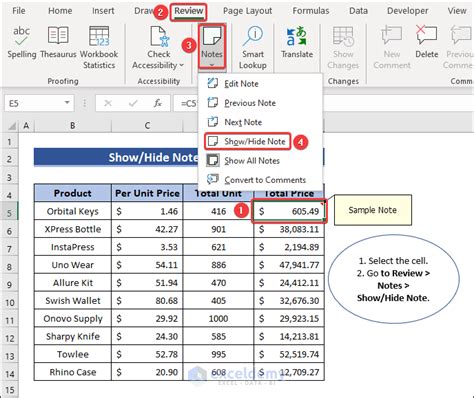 How To Add Edit Hide And Remove Notes In Excel Exceldemy