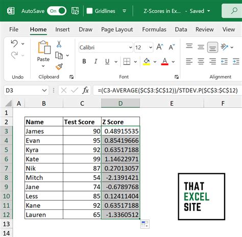 How To Calculate A Z Score In Excel That Excel Site